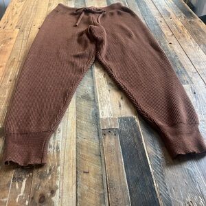 Brown Ribbed Knit Joggers